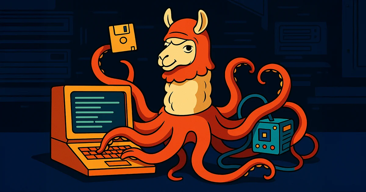 Ein Lama verkleidet als Datenkrake